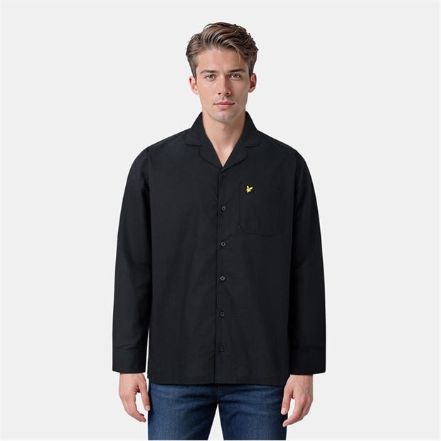 Black - Lyle and Scott - Men's Woven Pyjama Long Sleeve Top