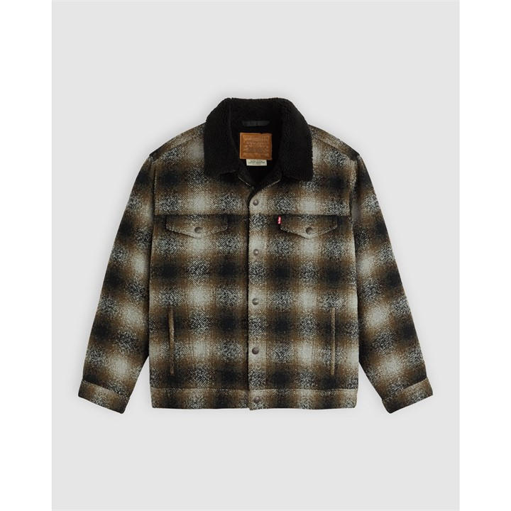 Levis Men's Black Levi's Denim Sherpa Relaxed Fit Jacket in Size XL, Sports Direct