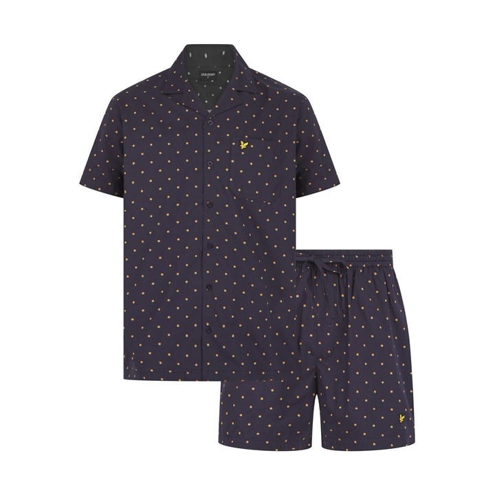 Lyle And Scott Men's Blue Polka Dot Pyjama Short-Sleeve Top in Size M, Sports Direct
