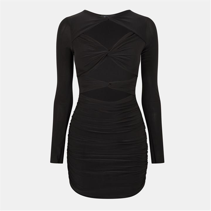 Missy Empire Women's Black Slinky Cut Out Dress in Size 14, Sports Direct