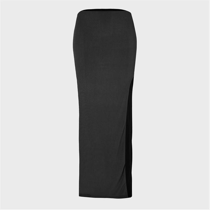 Missy Empire Women's Black Super Soft Split Leg Skirt Size 14