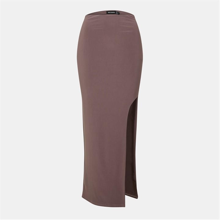 Missy Empire Women's Brown Super Soft Split Maxi Skirt in Size 14, Sports Direct