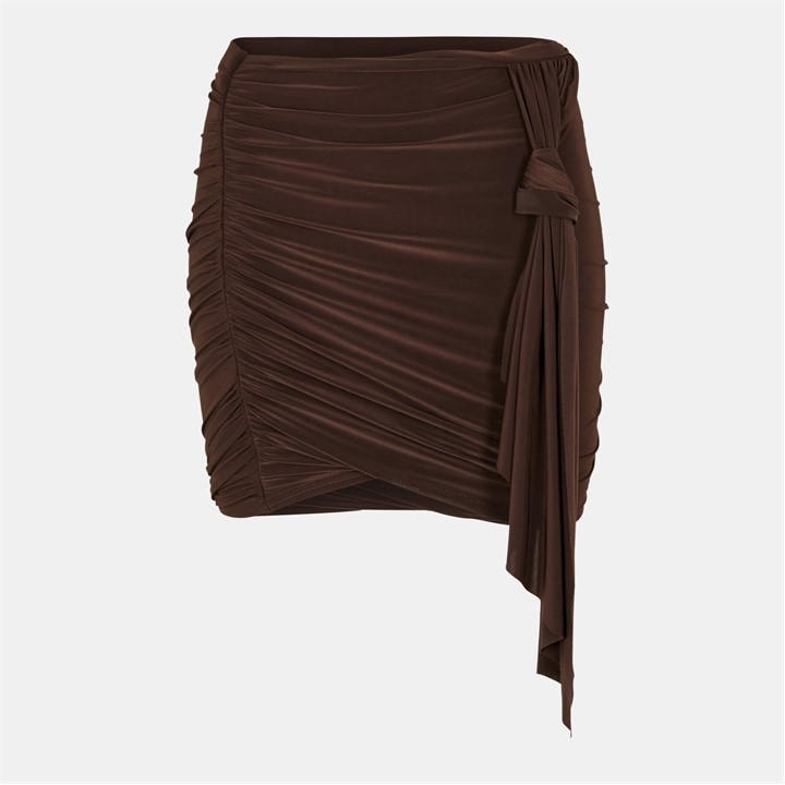 Missy Empire Women's Brown Slinky Drape Detail Mini Skirt in Size 12, Sports Direct