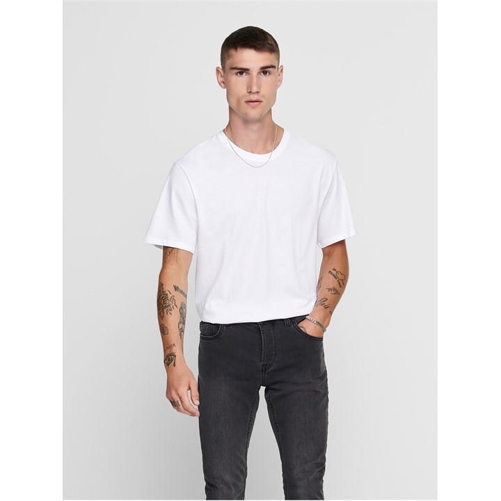 Only And Sons Men's White Oversized T-Shirt in Size L, Sports Direct