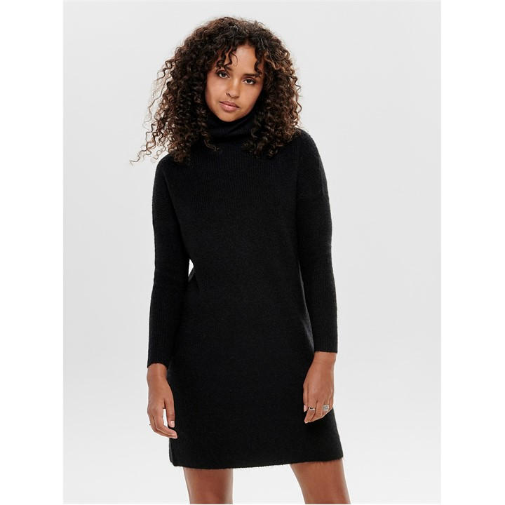 Only Women's Black Cowl Neck Jumper Dress in Size 14, Sports Direct