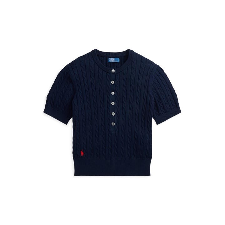 Polo Ralph Lauren Women's Blue Sweater Henley Knitted Top in Size 10, Sports Direct