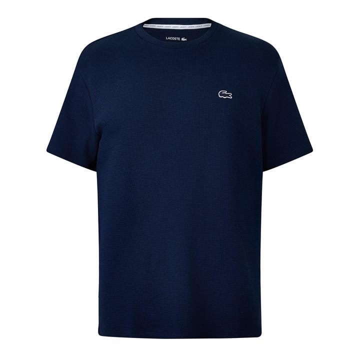 Lacoste Men's Blue Waffle Short Sleeve Pyjama Top in Size L, Sports Direct