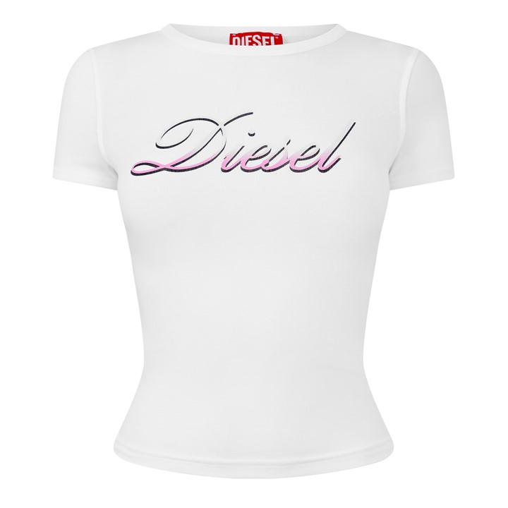Diesel Women's White Baby Tee in Size 8, Sports Direct
