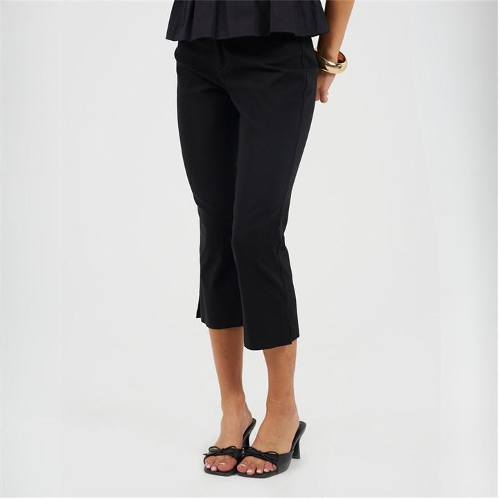 Brave Soul Women's Black Bs Capri Trousers With Split Hem Detail in Size 8, Sports Direct