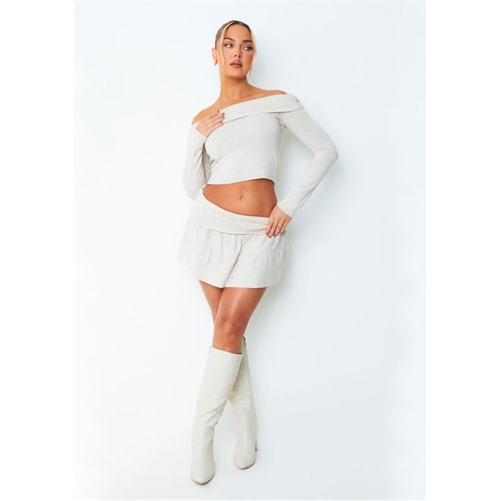 Missy Empire Women's Beige Fold Over Pleated Mini Skirt in Size 14, Sports Direct