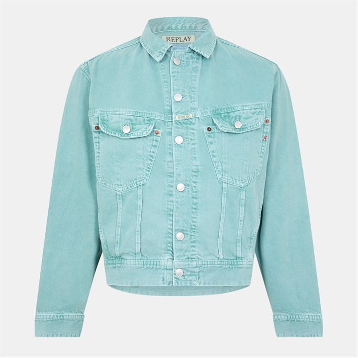 Replay Men' Blue Structured Denim Button-Through Jacket in Size S, Sports Direct