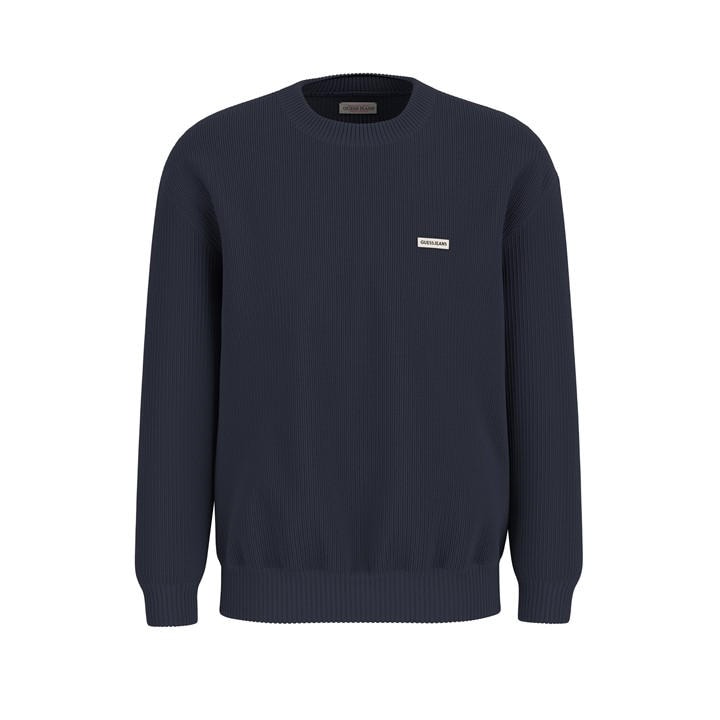 Guess Men's Blue Logo Long Sleeve Crew Neck Jumper in Size M, Sports Direct