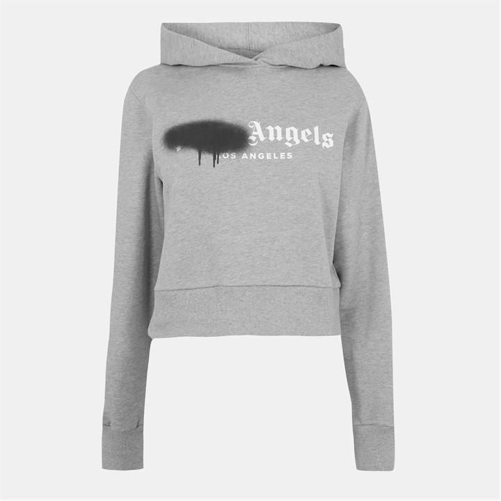 Palm Angels Women's Grey Over The Head Cropped Hoodie in Size 8, Sports Direct