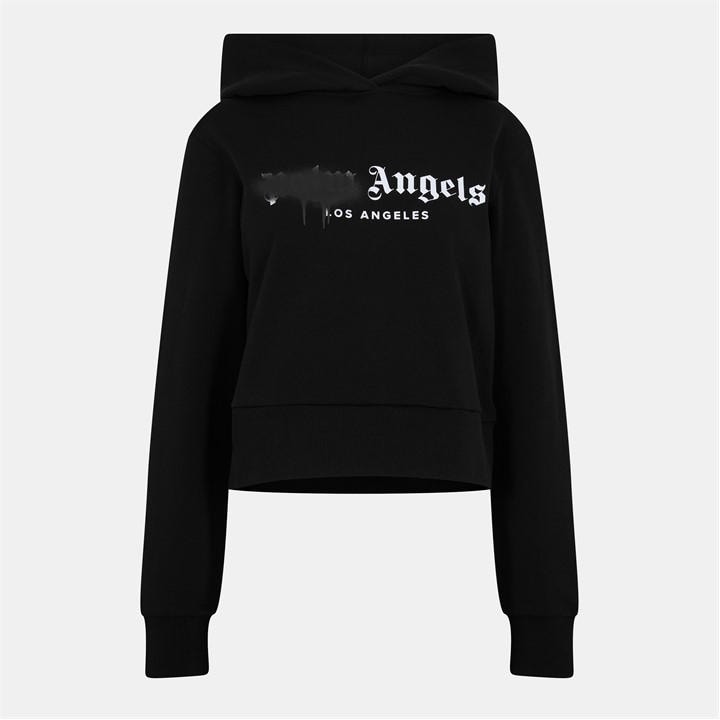 Palm Angels Women's Black Over The Head Cropped Hoodie in Size 10, Sports Direct