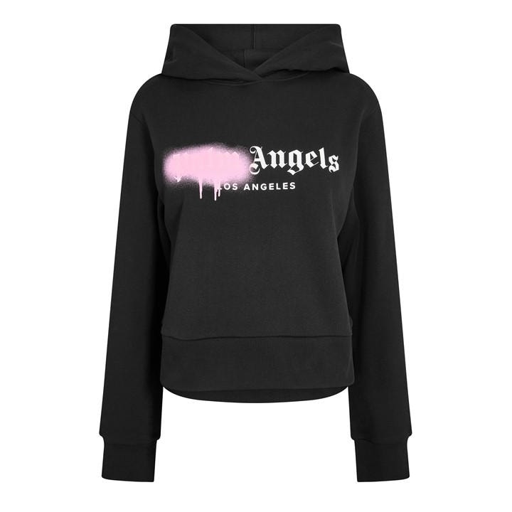 Palm Angels Women's Black Over The Head Cropped Hoodie in Size 16, Sports Direct