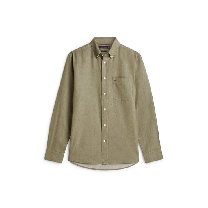 Tommy Hilfiger Men's Green Bedford Long Sleeve Corduroy Shirt in Size XL, Sports Direct
