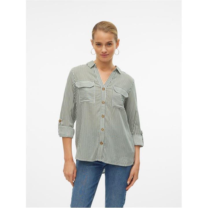 Vero Moda Women's Green Long-Sleeve Plain Shirt in Size 10, Sports Direct
