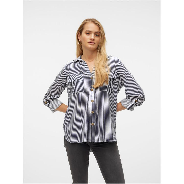 Vero Moda Women's White Long-Sleeve Plain Shirt in Size 8, Sports Direct