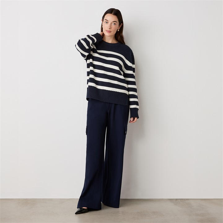 Finery Women's Blue Serena Stripe Jumper in Size 8, Sports Direct