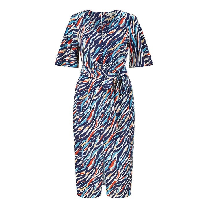Yumi Women's Blue Navy Zebra Stripe Midi Wrap Dress in Size 10, Sports Direct