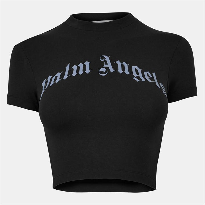 Palm Angels Women's Black Slim Fit Cropped Baby Tee in Size 6, Sports Direct