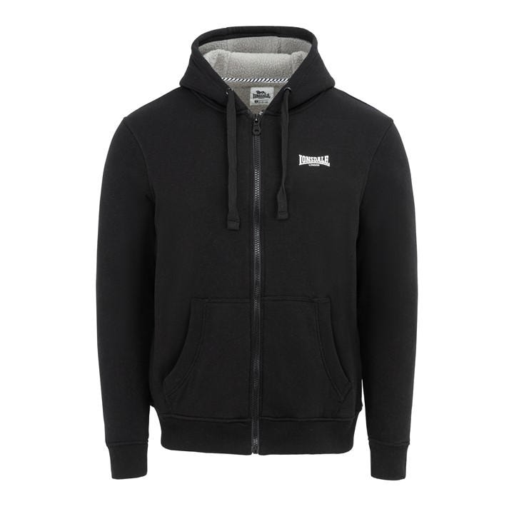 Lonsdale Men's Black Cotton Long Sleeve Sherpa Jacket in Size 2XL, Sports Direct