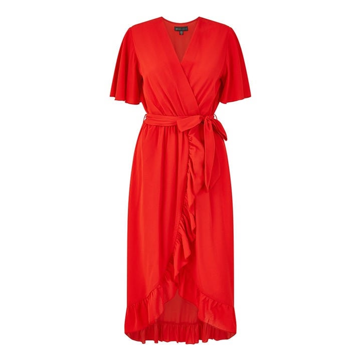 Mela London Women's Red Greenwrap Frill Hem Wrap Dress in Size 8, Sports Direct