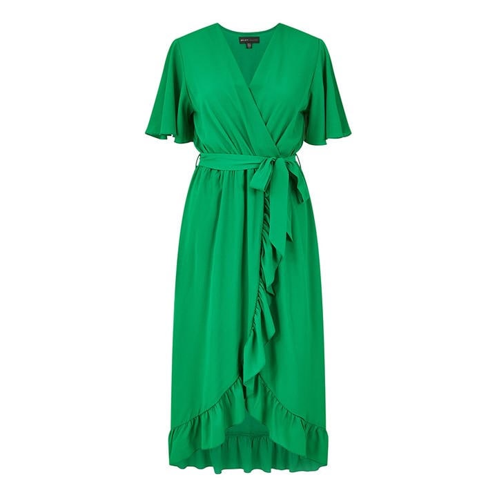 Mela London Women's Green Wrap Frill Hem Wrap Dress in Size 10, Sports Direct
