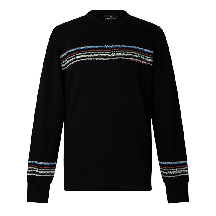Ps Paul Smith Men' Black Ps Stripe Crew Knit Sn64 in Size S, Sports Direct