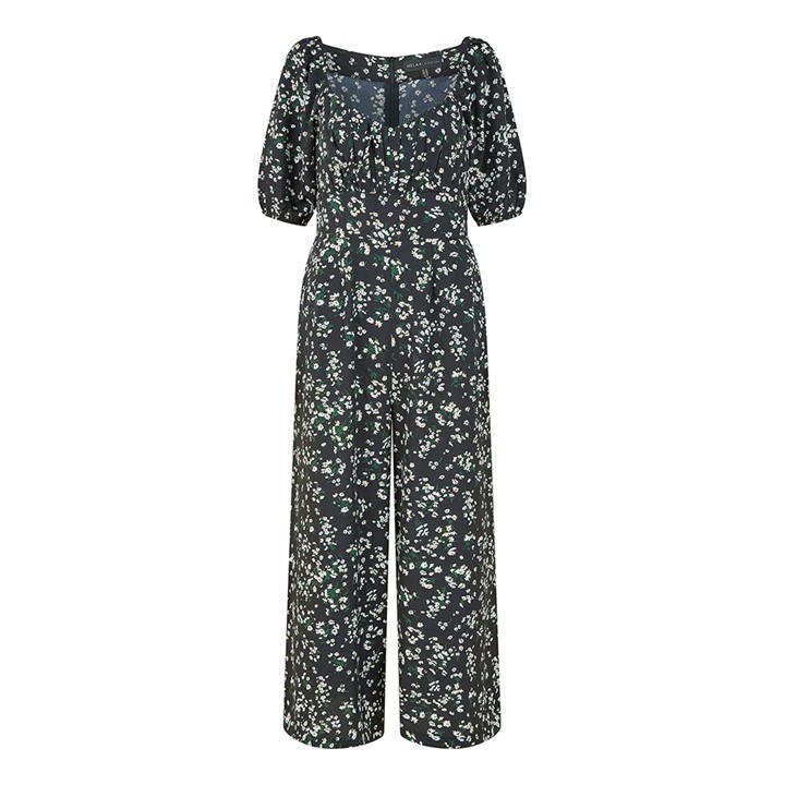 Mela London Women's Black Daisy Sweetheart Neckline Jumpsuit in Size 8, Sports Direct