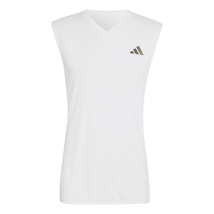 Adidas Men' White Wim Sleeveless Polo Shirt in Size S, Sports Direct