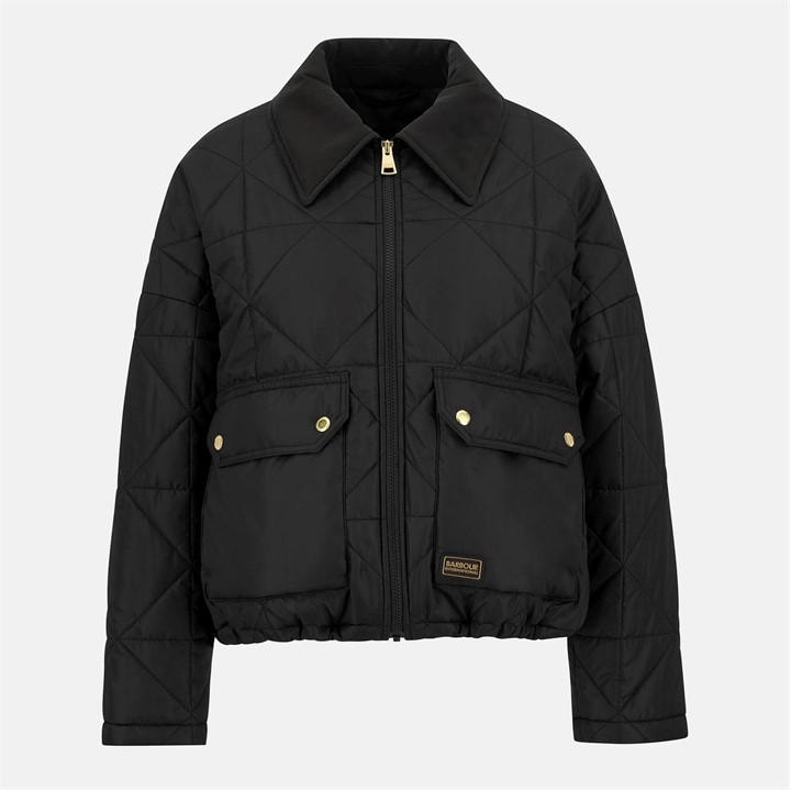 International  Women's  Juliana Velvet Collar Cropped Quilted Jacket, Football by Barbour  in Size 18, Sports Direct