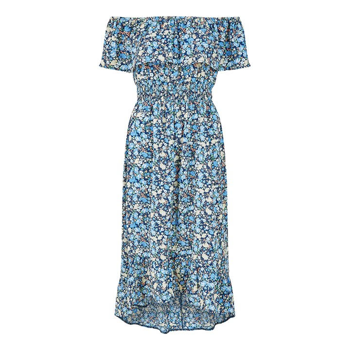 Mela London Women's Blue Floral Ditsy Bardot Maxi Dress in Size 8, Sports Direct