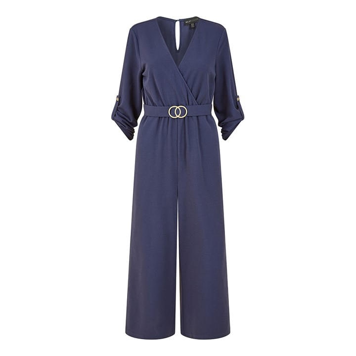 Mela London Women's Blue Navy Wrap Over Stretch Jumpsuit in Size 8, Sports Direct
