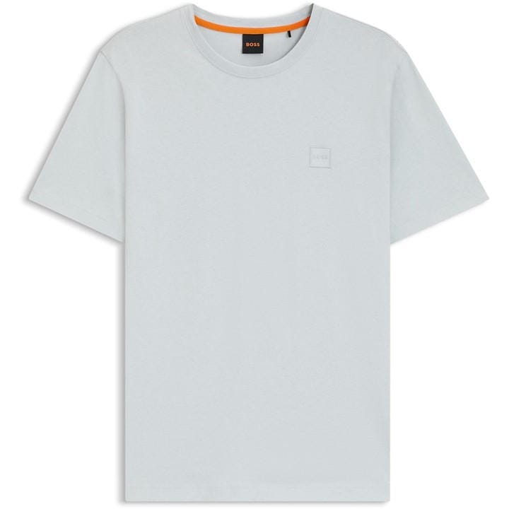 Boss Men's Grey Orange Tales T-Shirt With Logo Patch Premium Cotton in Size 5XL, Sports Direct