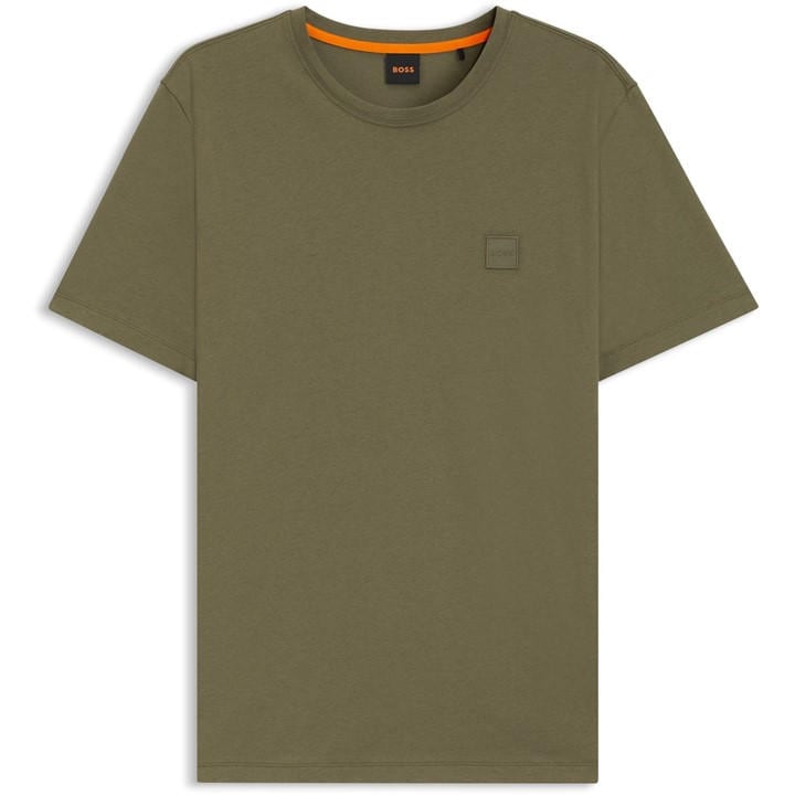 Boss Men' Green Orange Tales T-Shirt With Logo Patch Premium Cotton in Size S, Sports Direct