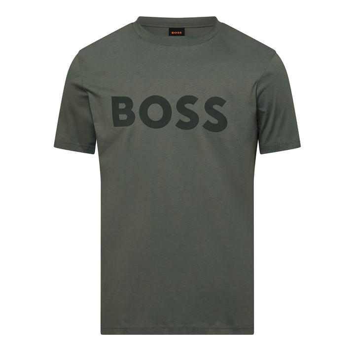 Boss Men's Grey Thinking 1 T-Shirt, Signature Logo in Size L, Sports Direct