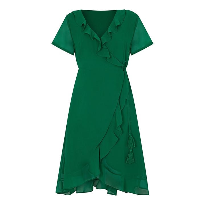 Yumi Women's Green Frill Wrap Dress in Size 10, Sports Direct