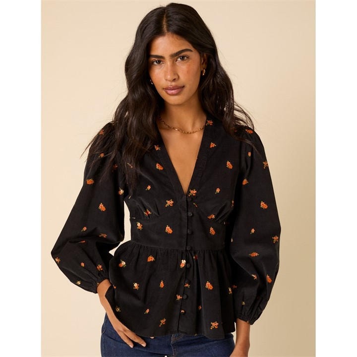 Nobodys  Women's Black Long Sleeve Starlight Top in Size 14, Sports Direct