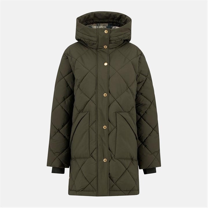 Barbour Women's Green Kailyn Hooded Long Sleeve Medium Puffer Jacket in Size 14, Sports Direct