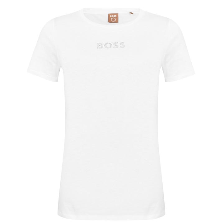 Boss Women's White Eloga2 Premium Cotton T-Shirt in Size 6, Sports Direct