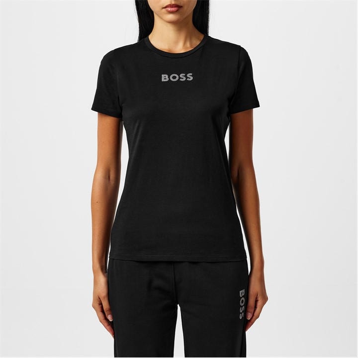 Boss Women's Black Eloga2 Premium Cotton T-Shirt in Size 6, Sports Direct