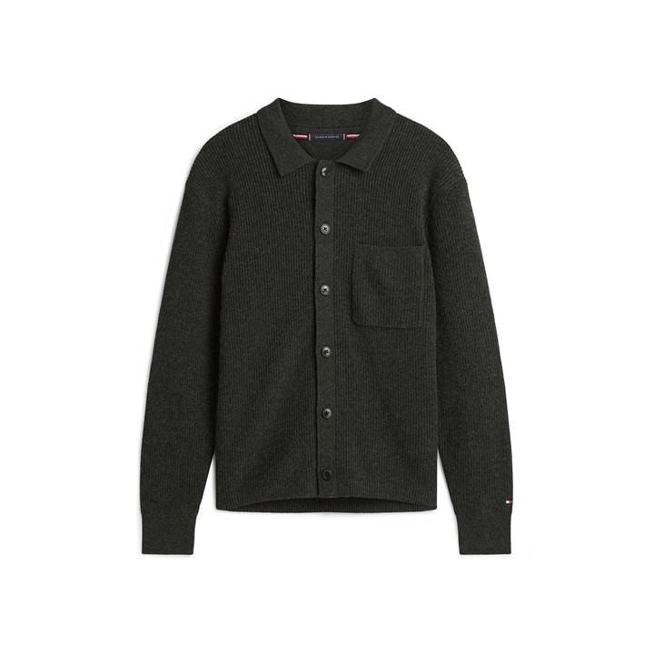 Tommy Hilfiger Men's Grey Rib Button Cardigan in Size L, Sports Direct