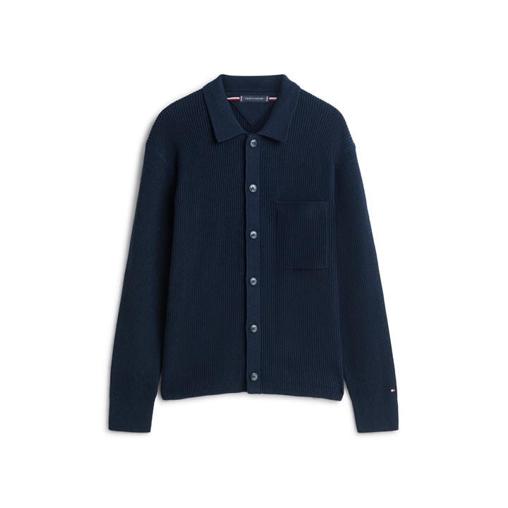Tommy Hilfiger Men's Blue Rib Button Cardigan in Size L, Sports Direct