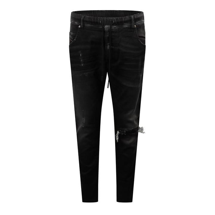 Diesel Men's Black Krooley-Ne Sweat Tapered Jeans in Size 38 R, Sports Direct