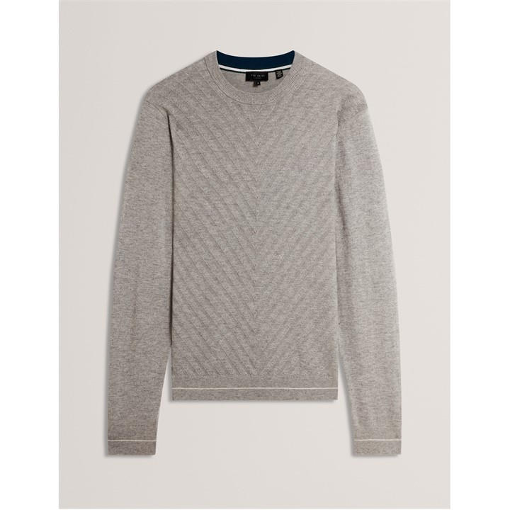 Ted Baker Men's Grey Long Sleeve Stitch Crew Neck Jumper in Size XL, Sports Direct