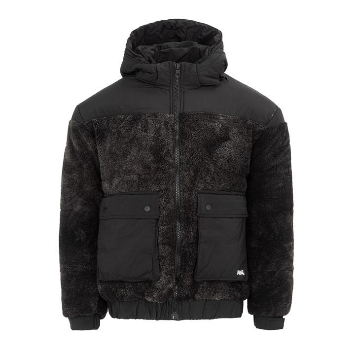 Lonsdale Men's Black Windproof Long Sleeve Sherpa Jacket in Size XL, Sports Direct