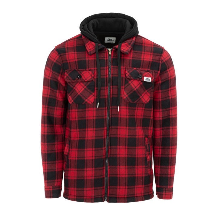 Lonsdale Men's Red Hooded Long Sleeve Sherpa Jacket in Size M, Sports Direct