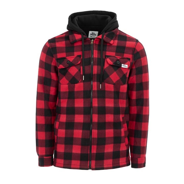 Lonsdale Men's Red Hooded Long Sleeve Sherpa Jacket in Size M, Sports Direct