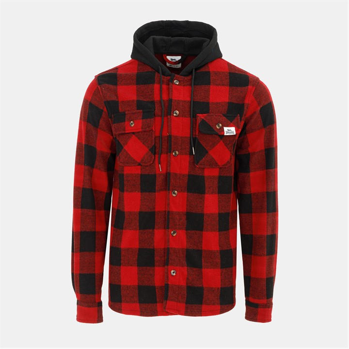 Lonsdale Men's Red Hooded Long Sleeve Sherpa Jacket in Size 2XL, Sports Direct